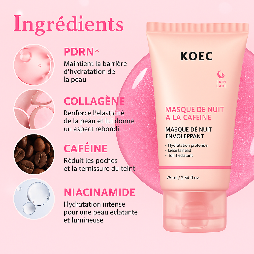 Masque de Nuit PDRN Pink Caffeine – Éclat et Hydratation Profonde pendant votre sommeil CI